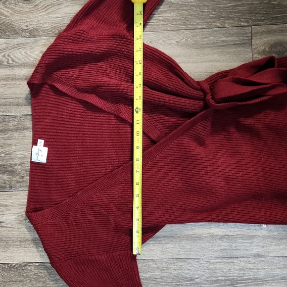 Princess Polly Burgundy Wrap Sweater Mini Dress Size L/XL - Picture 6 of 10
